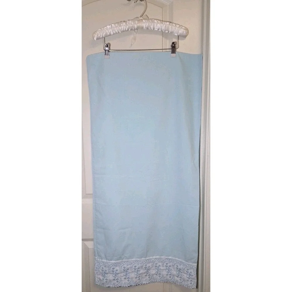 Vtg Wamsutta Supercale Plus King Pillowcase Blue Embroidered Bows‎ Scalloped